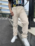 REASON Brand Beige Distress Pocket Denim Straight Fit Jean Men Size 30 (org $60)