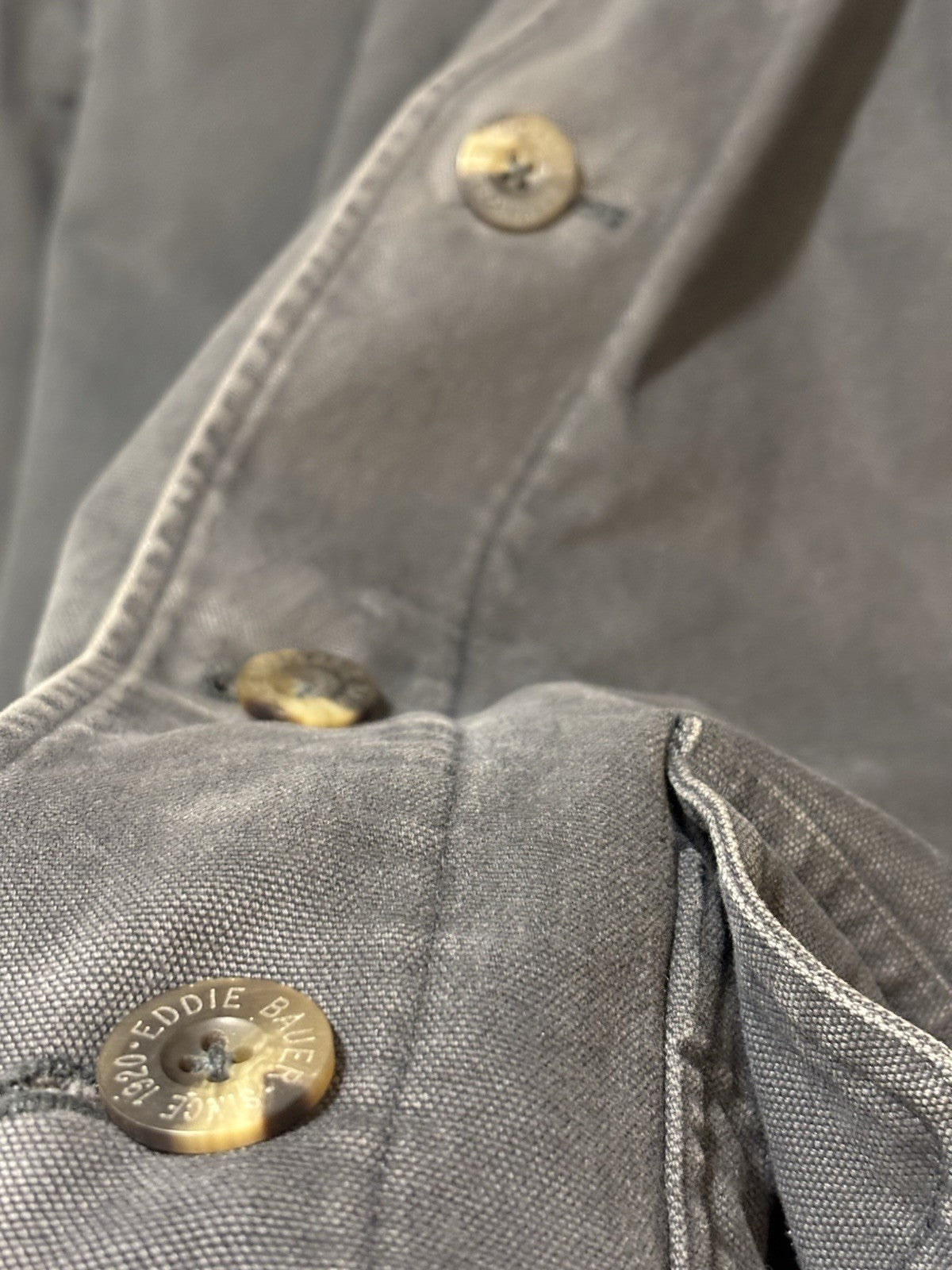 VINTAGE Eddie Bauer Barn Coat Blue Corduroy Collar Chore Jacket Workwear Fade