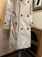COACH Designer Trench Coat Jacket Leather Details Tan Khaki Brown (org $795)