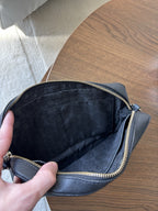 MICHALE KORS Leather Crossbody Bag Purse Zip Black/Gold Chain Strap (org $258)