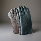 VINTAGE (2) Set Genuine Rabbit Fur Black/Brown Cowhide Leather Gloves Women 6.5