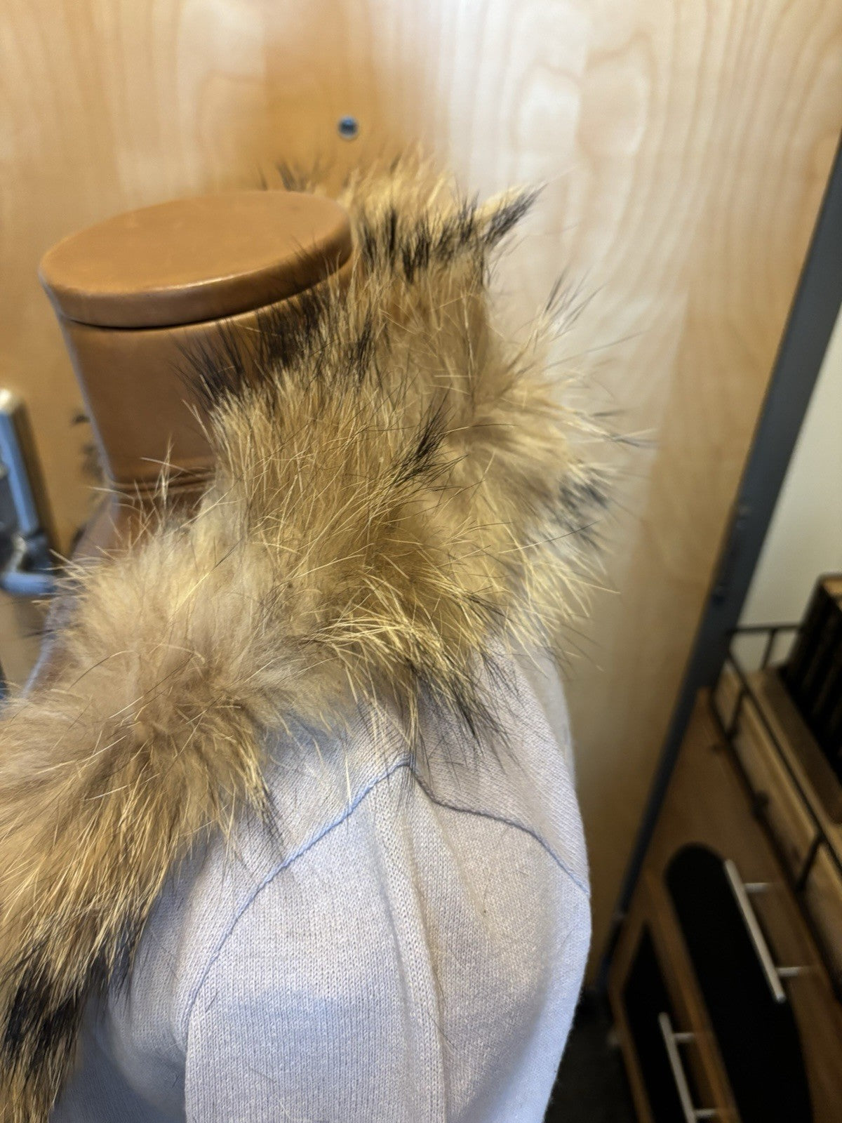 BEBE Y2K Luxury Italy Collection Cardigan Real Fox Fur Collar Blue M (org $660)