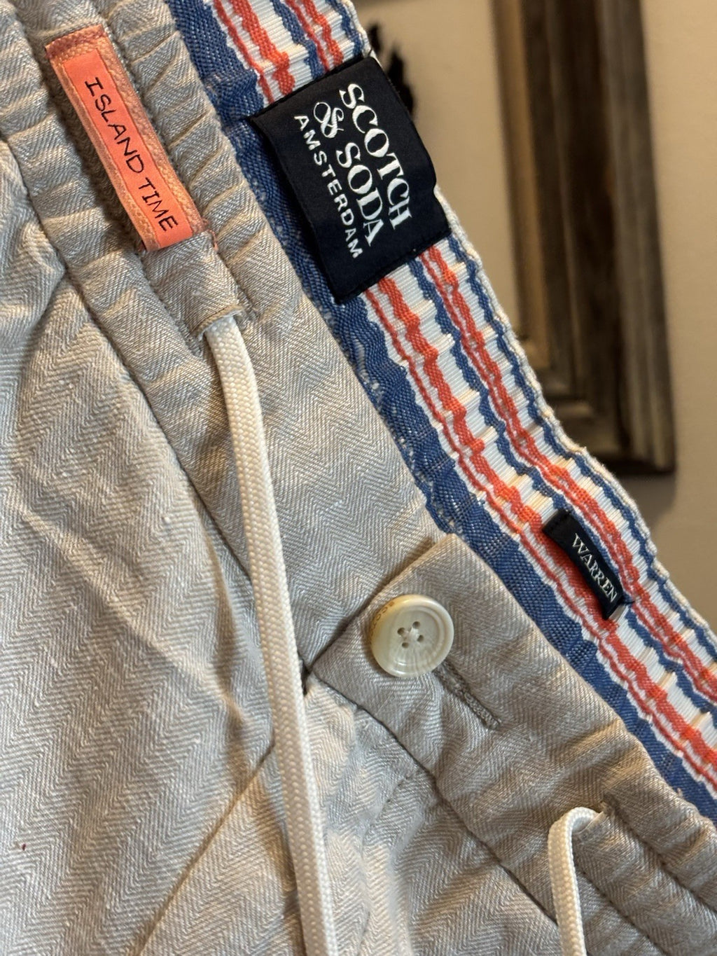SCOTCH & SODA Warren Linen Cotton Jogger Pants Gray Herringbone 32x32 (org $149)