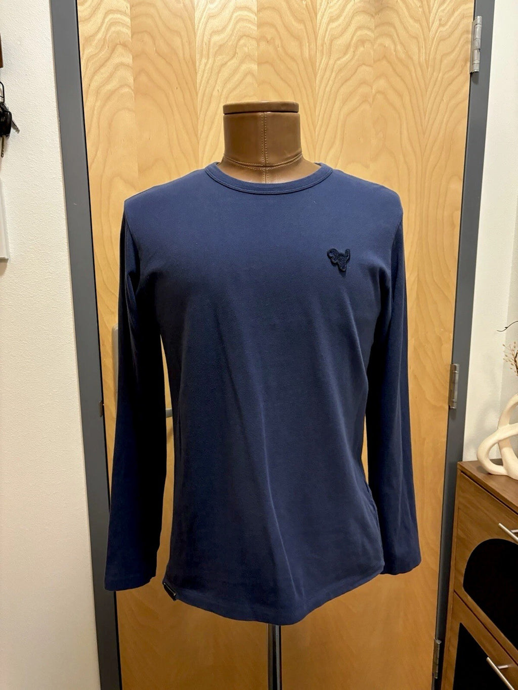 Designer COACH 100% Cotton Long Sleeve T-Shirt Navy Blue Rexy Patch Sz S ($125)