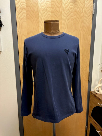 Designer COACH 100% Cotton Long Sleeve T-Shirt Navy Blue Rexy Patch Sz S ($125)