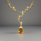 AVON 1980 Vintage Pendant Necklace Nikki Ricci Gold tone Crystal Vine Drop & Box