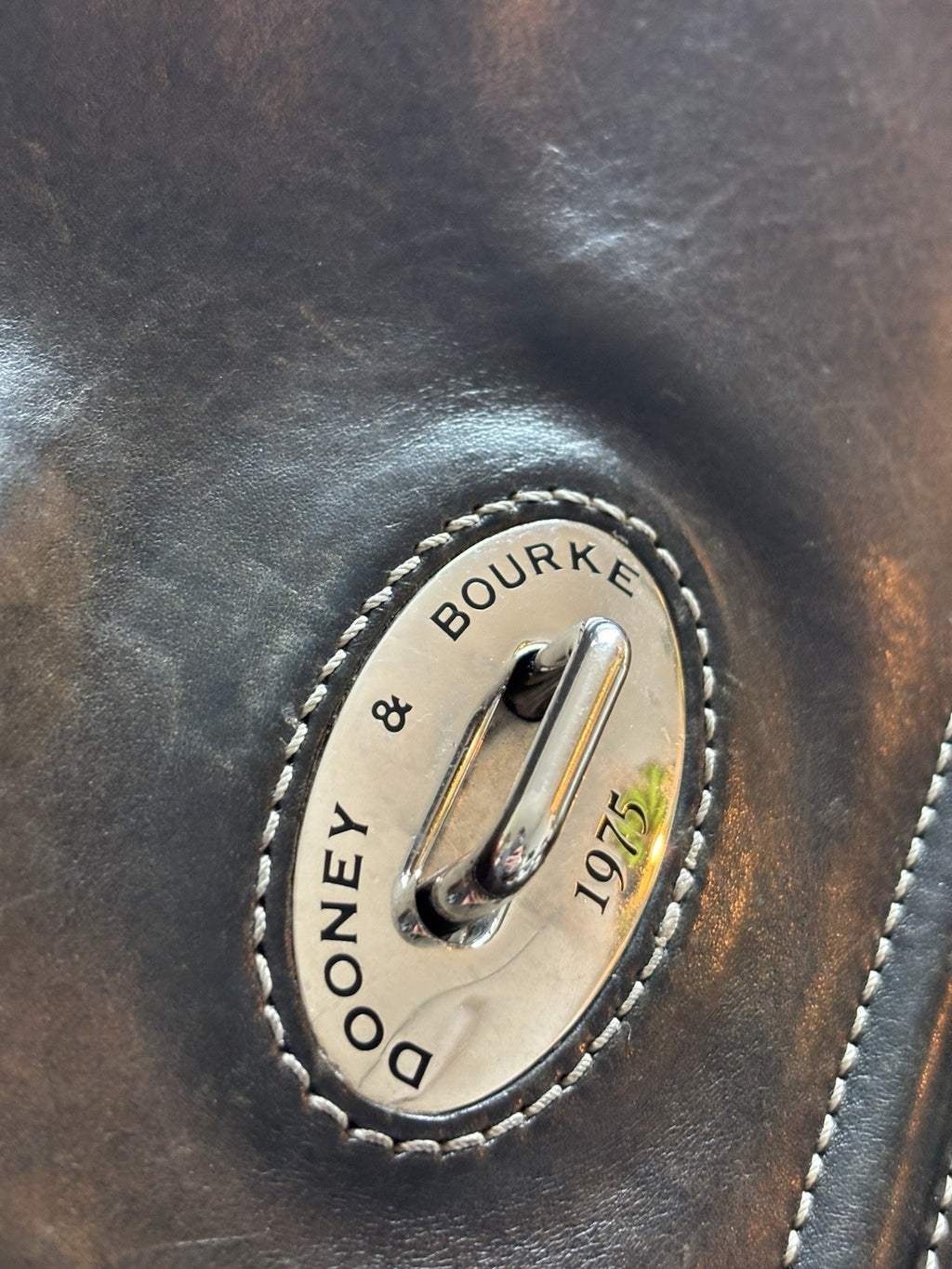 DOONEY & BOURKE Vintage Florentine Leather Calf Satchel Saddle Bag Brown Smooth