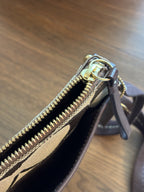 COACH Signature Jacquard Canvas Leather Trim Messenger Crossbody Bag Brown/Beige