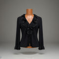 VINTAGE St John Evening Black Santana Knit Jacket Size 14 Crystal Pull Zipper