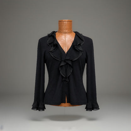 VINTAGE St John Evening Black Santana Knit Jacket Size 14 Crystal Pull Zipper