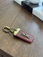 COACH 1941 Designer Hanging Tag Horse Carriage Bag Charm Fob Chain Brown/Pink