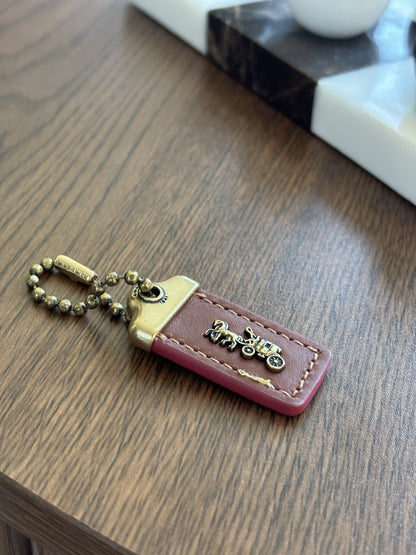 COACH 1941 Designer Hanging Tag Horse Carriage Bag Charm Fob Chain Brown/Pink