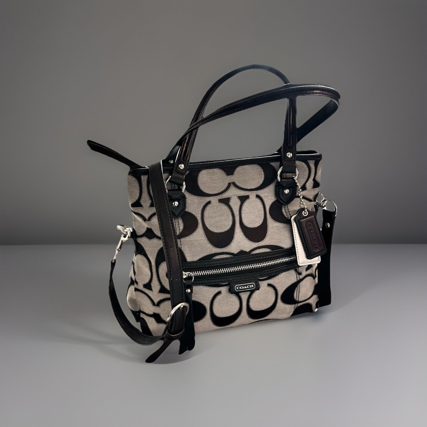 Designer COACH Brand Daisy Outline Signature Mia Crossbody F23940 Silver/Black