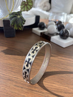 COACH 2003 Vintage Signature C Crystals Bangle Bracelet Black Enamel Gold Tone