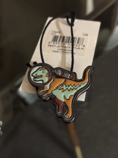 RARE COACH 1941 Space Rexy Jetpack Pin Metal Leather Collectible Runway #10639