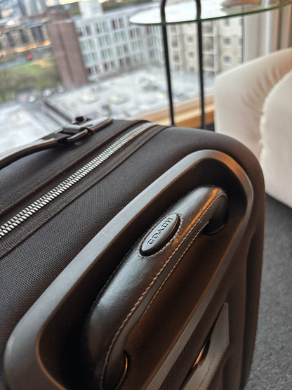 COACH Designer Logo Luggage/ Carry On Roller Wheeled Travel Bag Black (org $795)