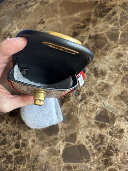 NWT Rare COACH X CHAMPION Archives Collab Turnlock Key Fob Signature Leather New