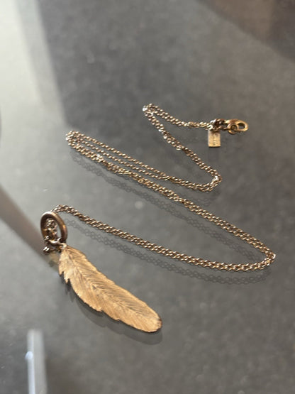 COACH Feather Charm Necklace 22” Rose Gold /Gunmetal Designer Chain (org $150)