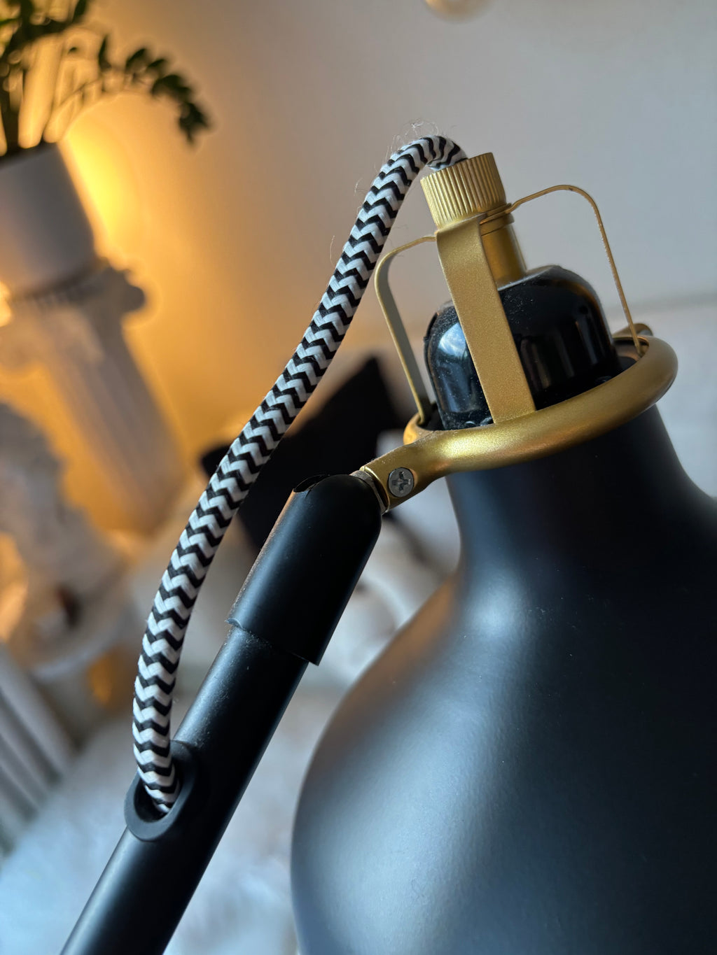 IKEA RANARP Floor Reading Lamp Black Brass Adjustable Industrial Task Light