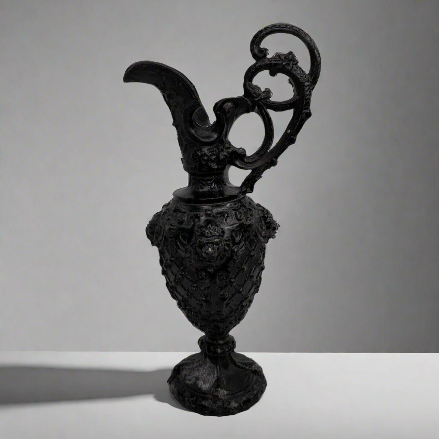 Vintage Cast Metal Renaissance-Style Urn – Ornate Lion Relief Design Vase Decor
