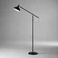 IKEA RANARP Floor Reading Lamp Black Brass Adjustable Industrial Task Light