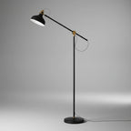 IKEA RANARP Floor Reading Lamp Black Brass Adjustable Industrial Task Light