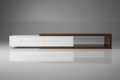 MODERN Adjustable TV Stand Media Console White Walnut Storage Extendable 82–110” (org $250)