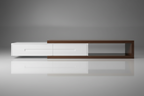 MODERN Adjustable TV Stand Media Console White Walnut Storage Extendable 82–110” (org $250)