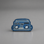 RARE Coach x Keith Haring Boombox Pin Brooch Blue Enamel Glitter Metal 29839