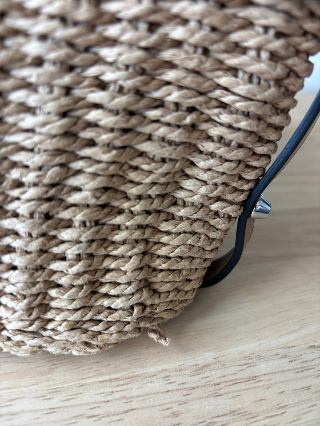 PRADA Milano Woven Raffia Straw Bucket Crossbody Bag Tan Braided Strap