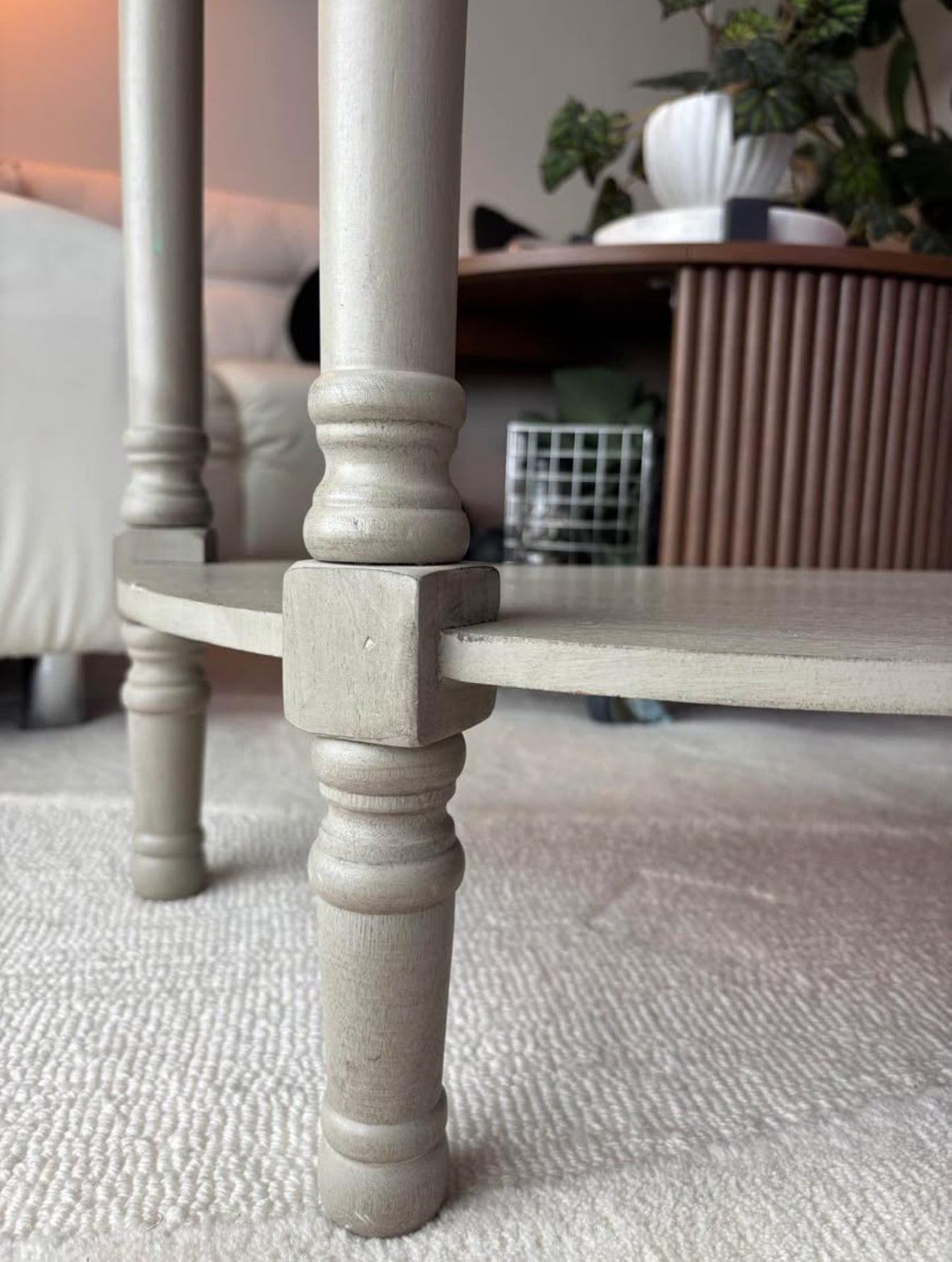 Half Moon Entry Side Table With Drawer Natural Fog / Elephant
Grey Wood (org $395)