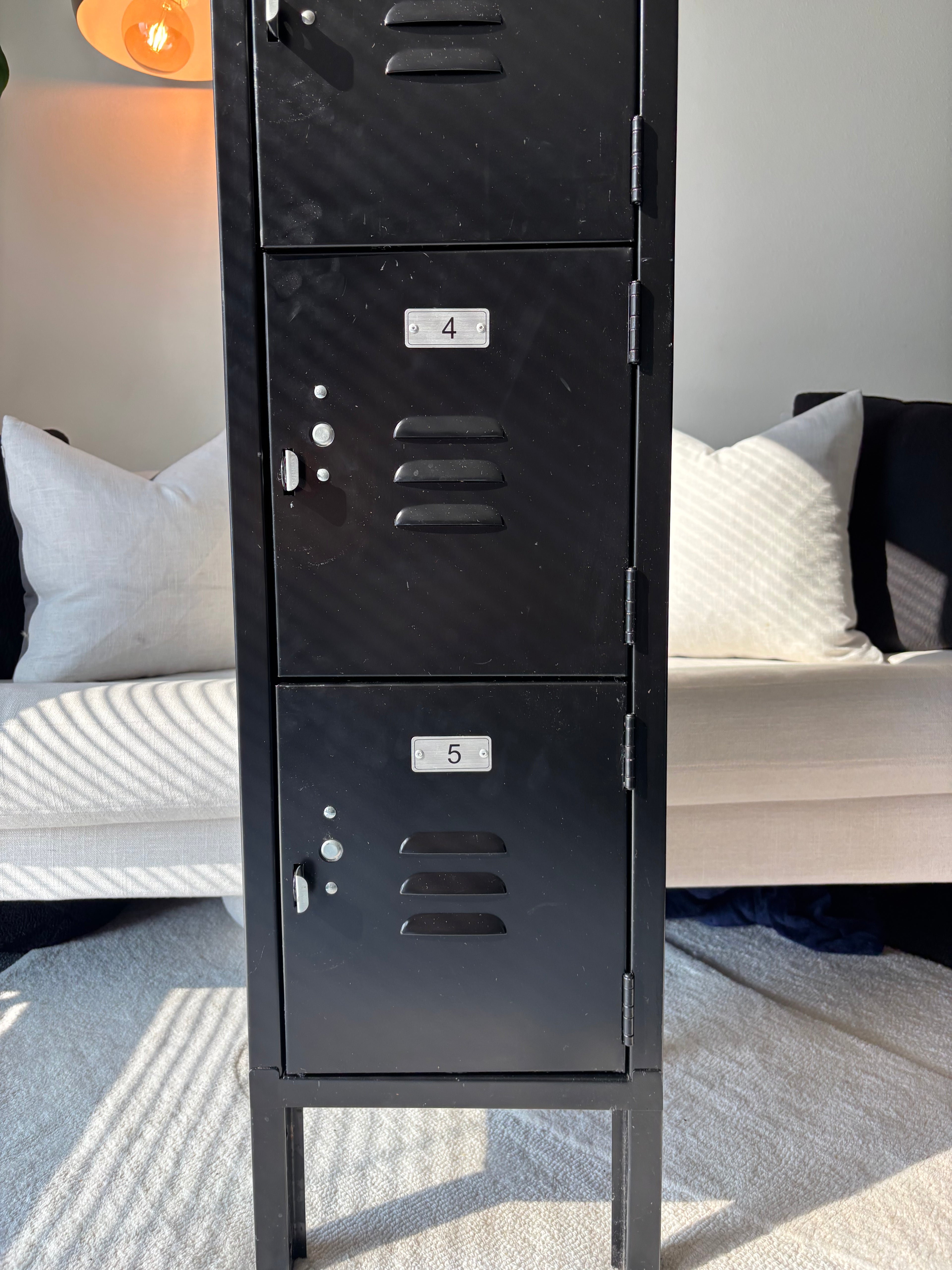 INDUSTRIAL Black 5 Door Metal Locker Storage Cabinet 66” Tall