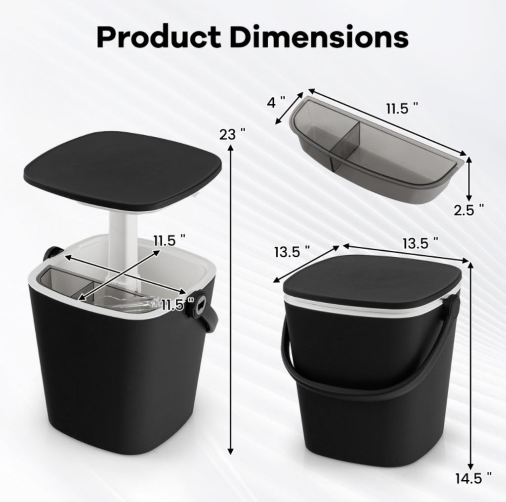 COSTWAY 3-in-1 Patio Cooler Table 4 Gallon Ice Bucket Cocktail Side Table Black (org $75)