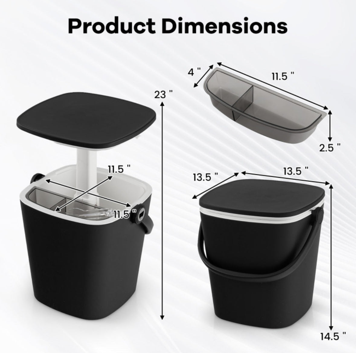 COSTWAY 3-in-1 Patio Cooler Table 4 Gallon Ice Bucket Cocktail Side Table Black (org $75)