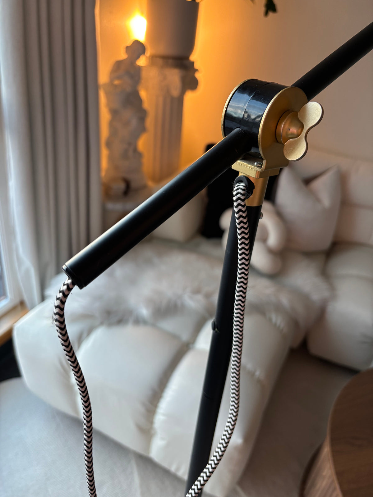 IKEA RANARP Floor Reading Lamp Black Brass Adjustable Industrial Task Light