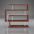 RACELOMA Modern Swivel Writing Desk Bookshelf Walnut Wood Glass/Chrome $1669