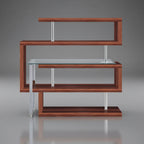 RACELOMA Modern Swivel Writing Desk Bookshelf Walnut Wood Glass/Chrome $1669