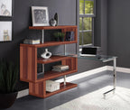 RACELOMA Modern Swivel Writing Desk Bookshelf Walnut Wood Glass/Chrome $1669
