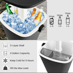 COSTWAY 3-in-1 Patio Cooler Table 4 Gallon Ice Bucket Cocktail Side Table Black (org $75)