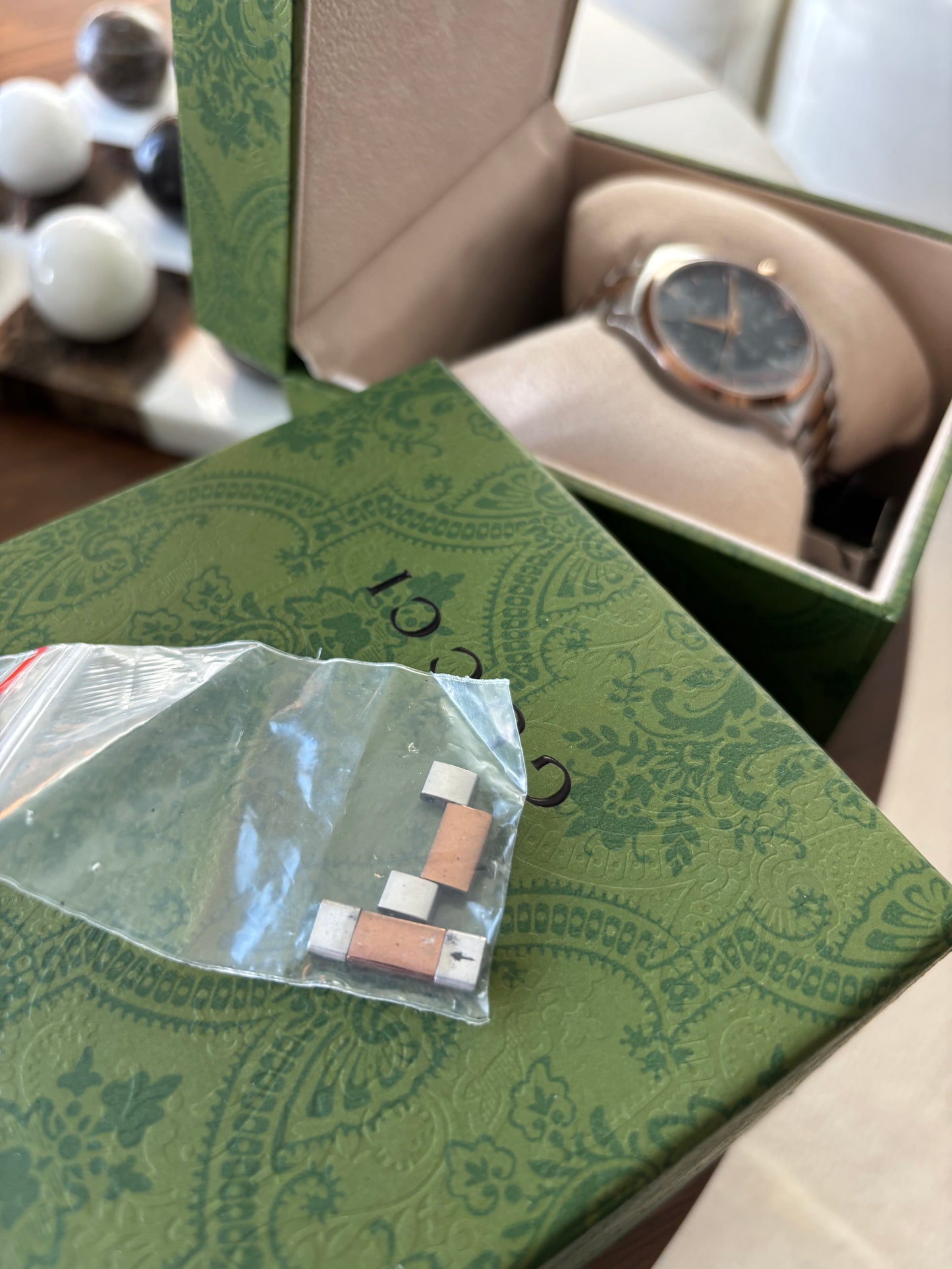 GUCCI Designer G-Timeless Gray Dial Rose Gold 2 Tone Watch #YA126446 (org $1170)
