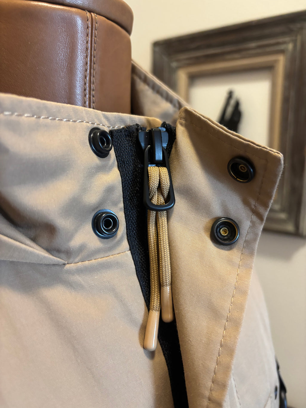 COACH Utility Jacket Khaki Tan Hooded Field Coat Leather Trim Pocket (org $695)