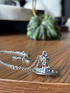 VIVIENNE WESTWOOD Medium Orb Necklace Silver Crystal Icon (org $595)