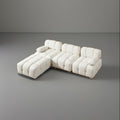 CLOUD Modular Sectional Sofa with Ottoman White Quilted Chrome Legs