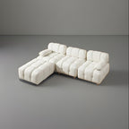 CLOUD Modular Sectional Sofa with Ottoman White Quilted Chrome Legs