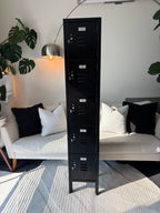 INDUSTRIAL Black 5 Door Metal Locker Storage Cabinet 66” Tall