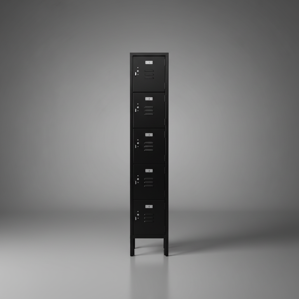 INDUSTRIAL Black 5 Door Metal Locker Storage Cabinet 66” Tall