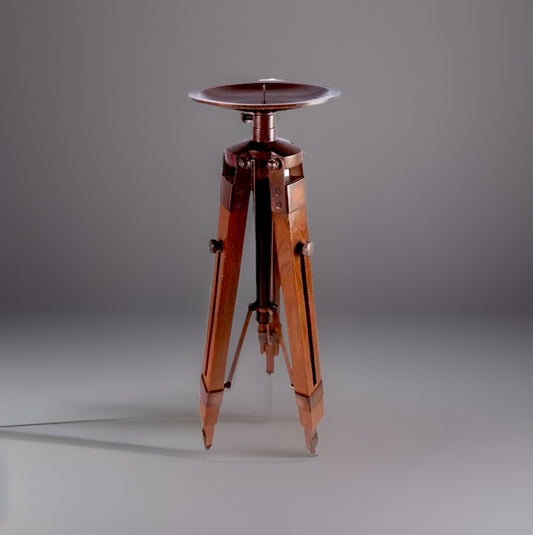VINTAGE Telescope Tripod Candle Holder Stand Nautical Industrial Wooden