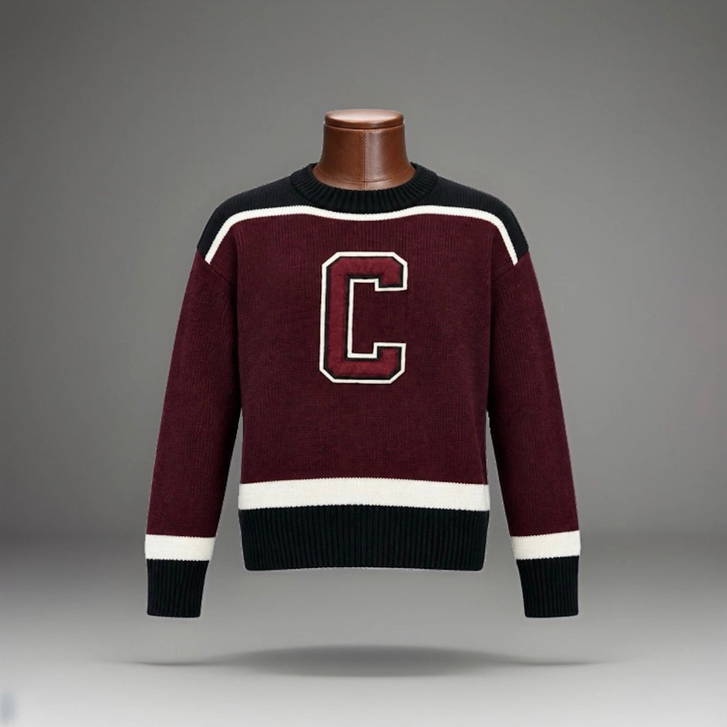COACH Retro Cheerleader Top Wool Knit Varsity Stripes Letterman Sweater (org $450)