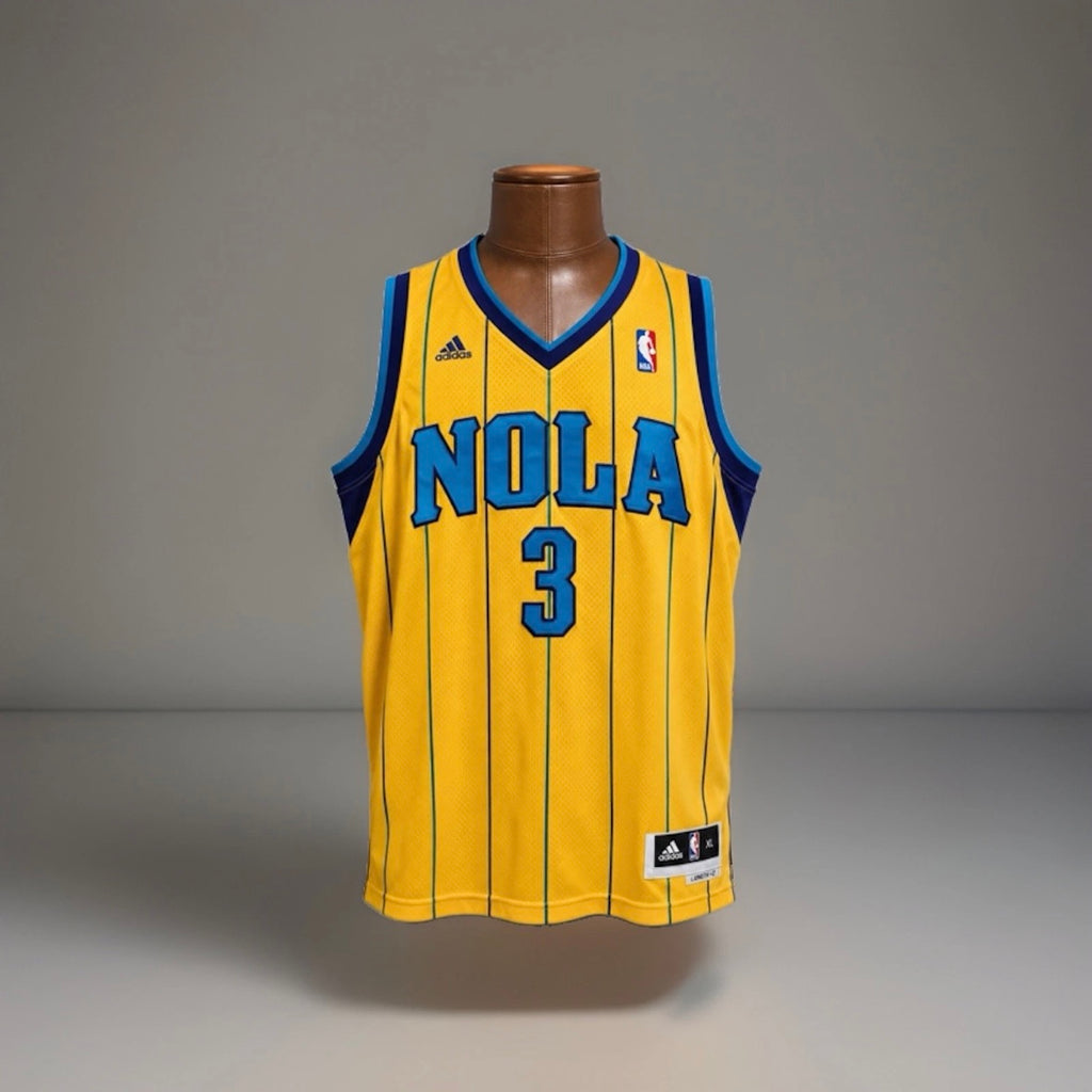 HORNETS Chris Paul Sewed Jersey Yellow Adidas 3 Vintage OEM Men Size Extra Large