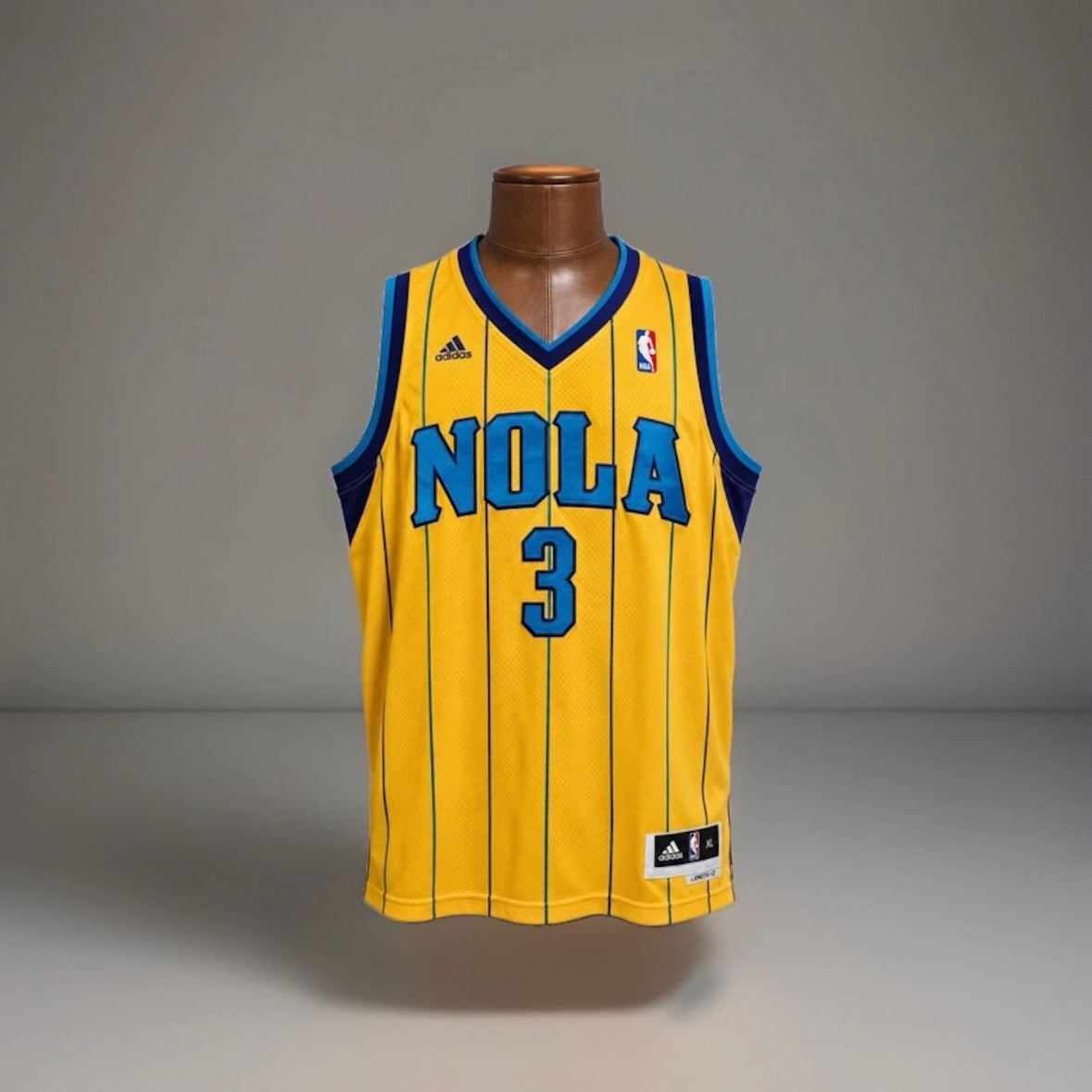 HORNETS Chris Paul Sewed Jersey Yellow Adidas 3 Vintage OEM Men Size Extra Large